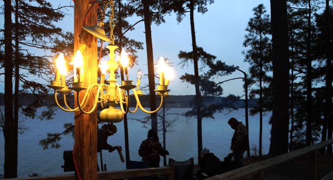 Chandelier lighting at the yurt site at Lake DeGray State Park