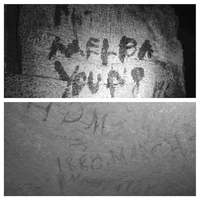 Historic and Frightening Handwriting on the Walls in the Old Saltpeter Cave