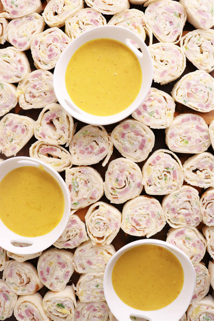 Honey Ham Tortilla Rolls with Honey Dip