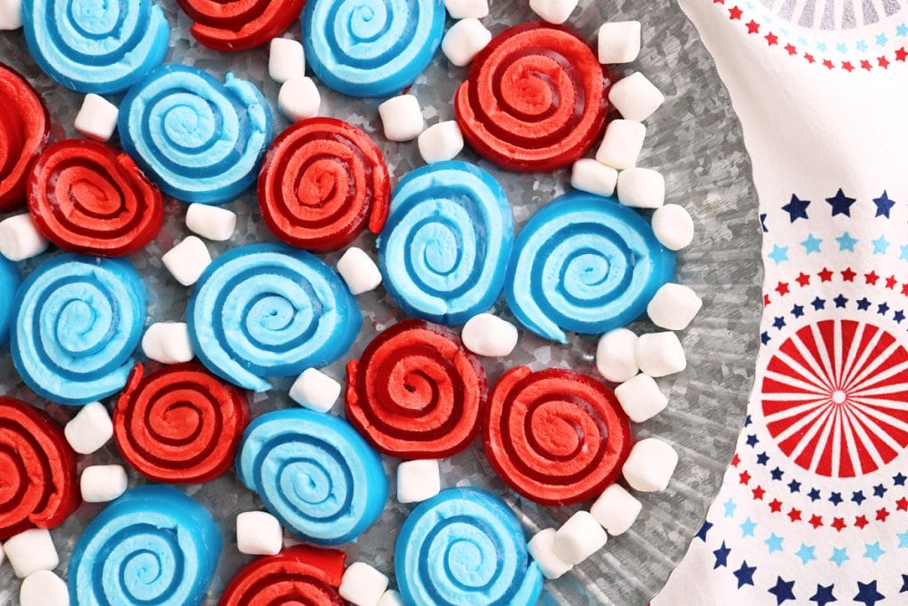 Jell-O Marshmallow Pinwheels for July 4th